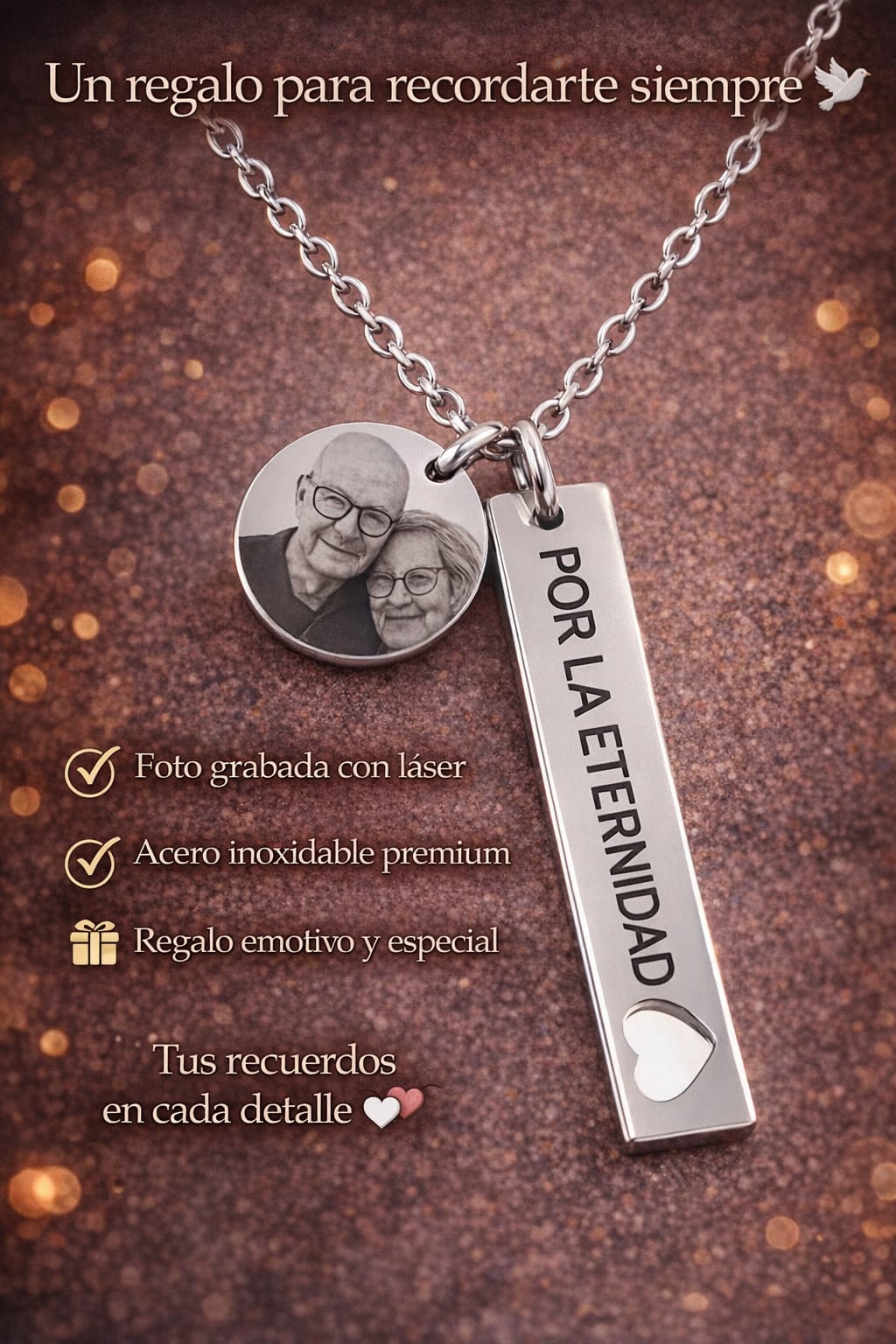 Collar de Barra con Corazón y Medalla ♥️