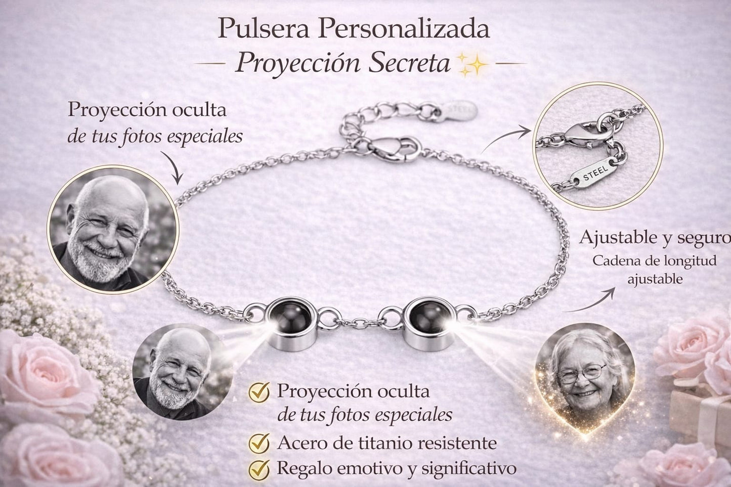 Pulsera de dama de doble dije