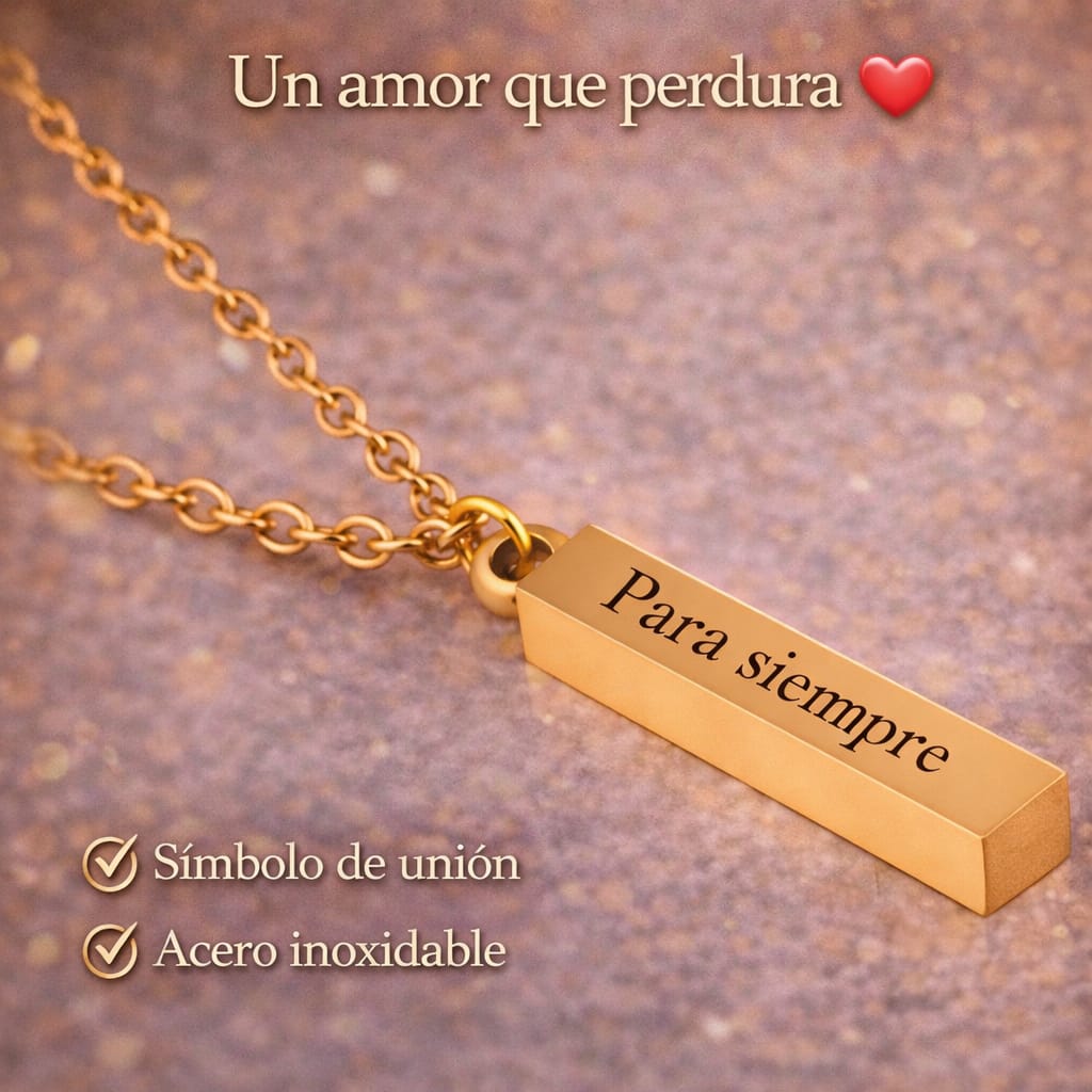 Collar de barra de Acero inoxidable Grabado a Laser ♥️
