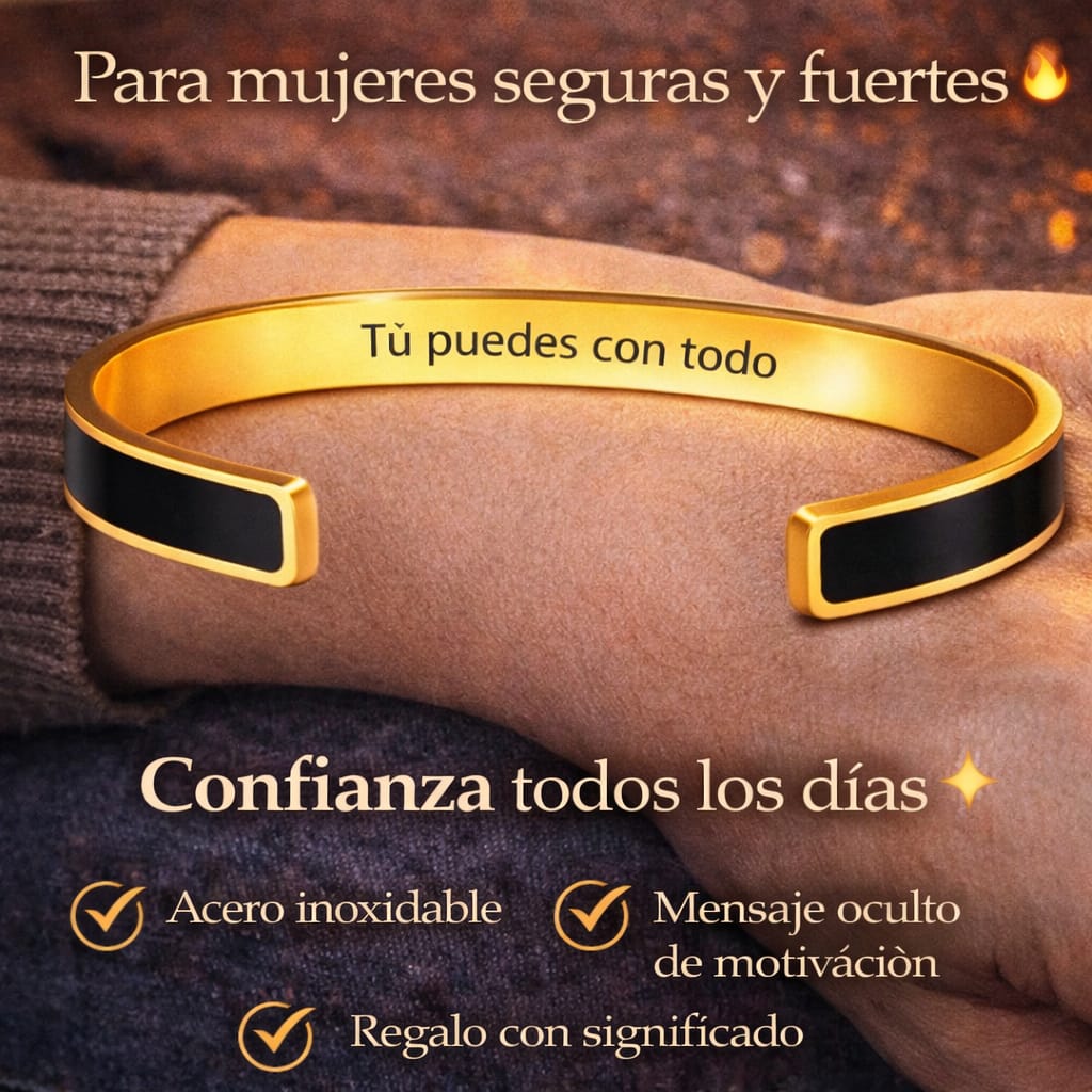 Pulsera Elegante de acero inoxidable con Borde Dorado Grabado a Laser♥️