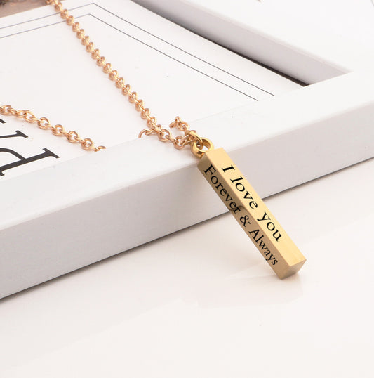 Collar de barra de Acero inoxidable Grabado a Laser ♥️