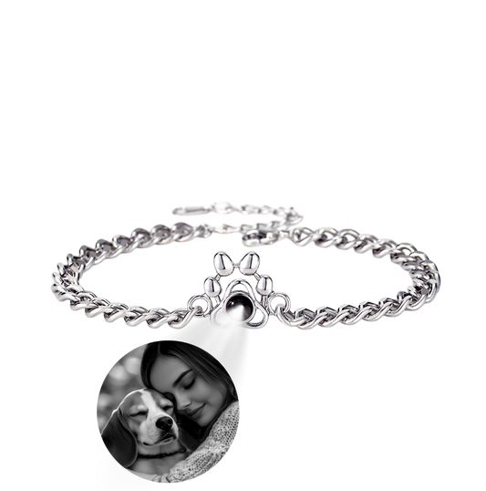 Pulsera De Plata con dije de Perrito con foto Personalizada de proyección❤️🐶
