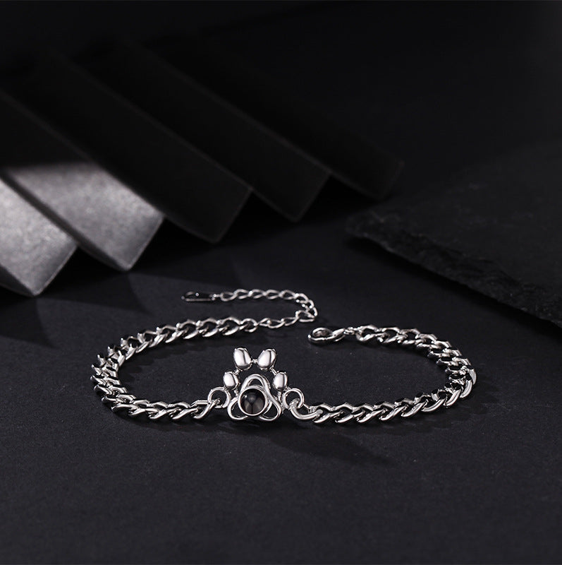 Pulsera De Plata con dije de Perrito con foto Personalizada de proyección❤️🐶