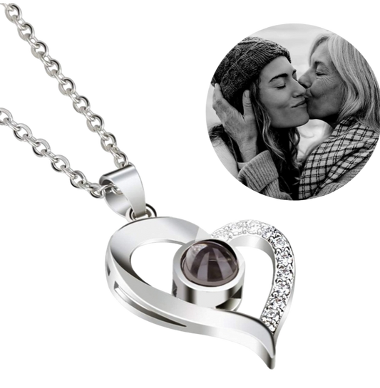 Collar y Dije de Plata Corazón Grande Personalizado con Foto ❗Regalo Original 💕