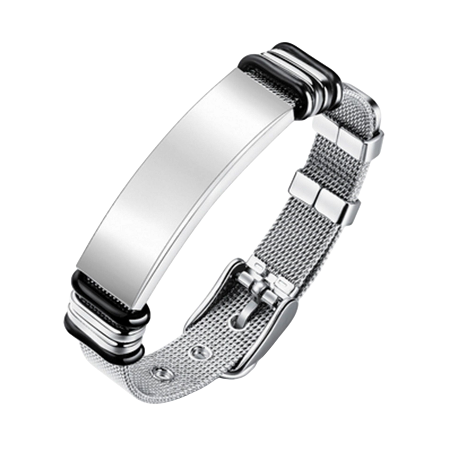 Pulsera Unisex de Acero inoxidable Grabable con foto o Texto Ajustable😍