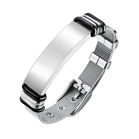 Pulsera Unisex de Acero inoxidable Grabable con foto o Texto Ajustable😍
