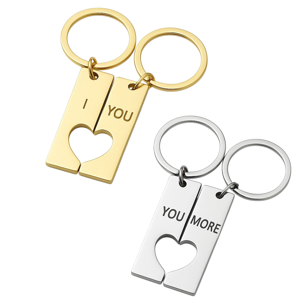 Par Llavero de pareja Corazón en Partes con Grabado a Laser ♥️