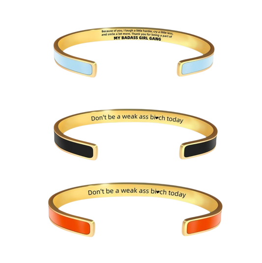 Pulsera Elegante de acero inoxidable con Borde Dorado Grabado a Laser♥️