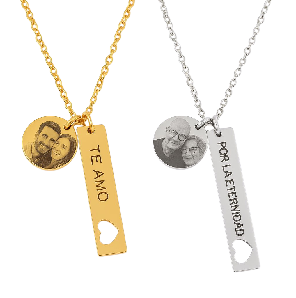 Collar de Barra con Corazón y Medalla ♥️