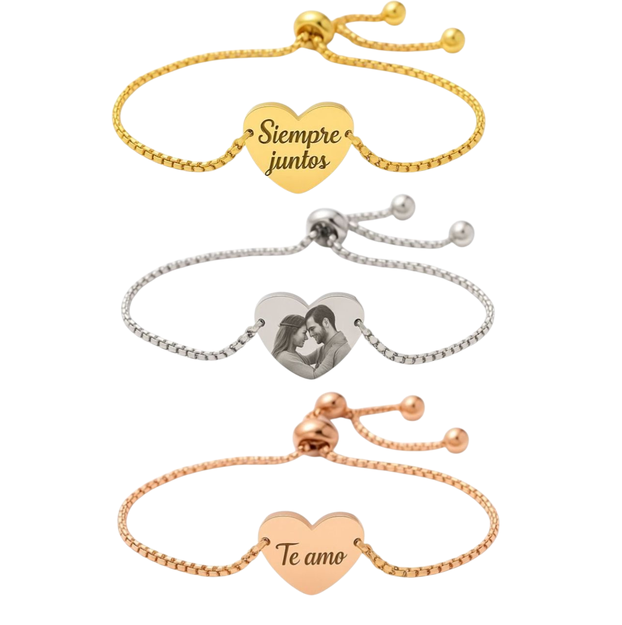 Pulsera Corazón Personalizable en Acero Inoxidable Grabado Láser♥️