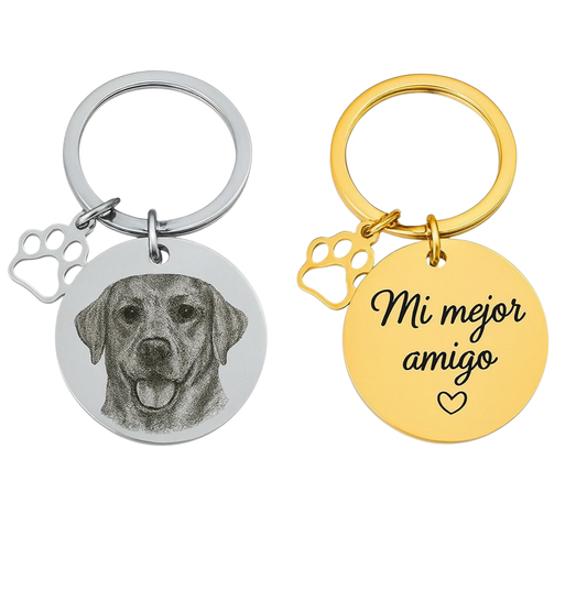 Llavero Huella Conmemorativo en Acero Inoxidable Grabado Láser Personalizado🐕