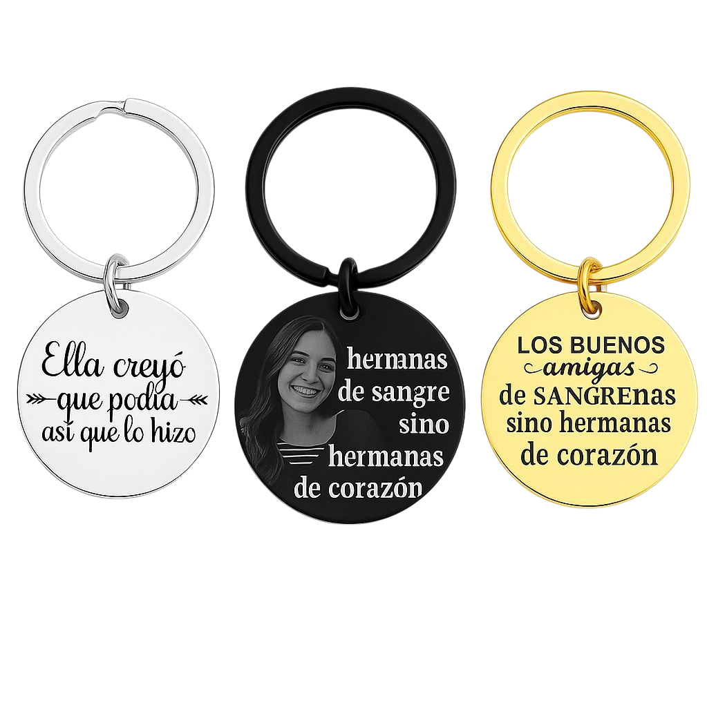 Llavero Personalizado en Acero Inoxidable – Grabado Láser con Foto o Frase♥️