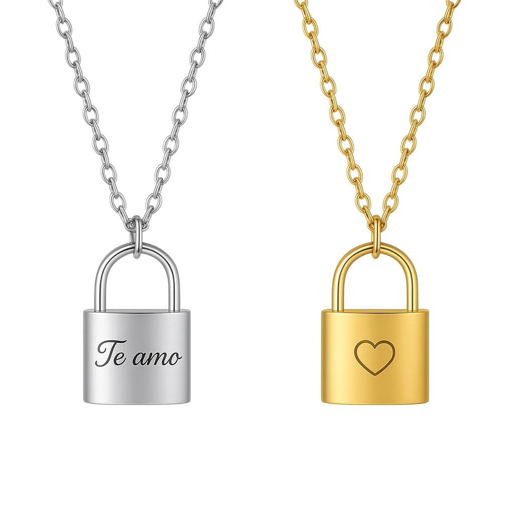 Collar de Candado Personalizado con Iniciales o Palabra♥️