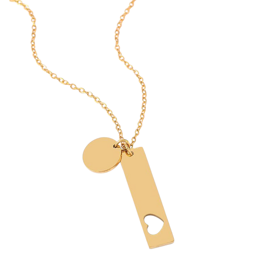 Collar de Barra con Corazón y Medalla ♥️