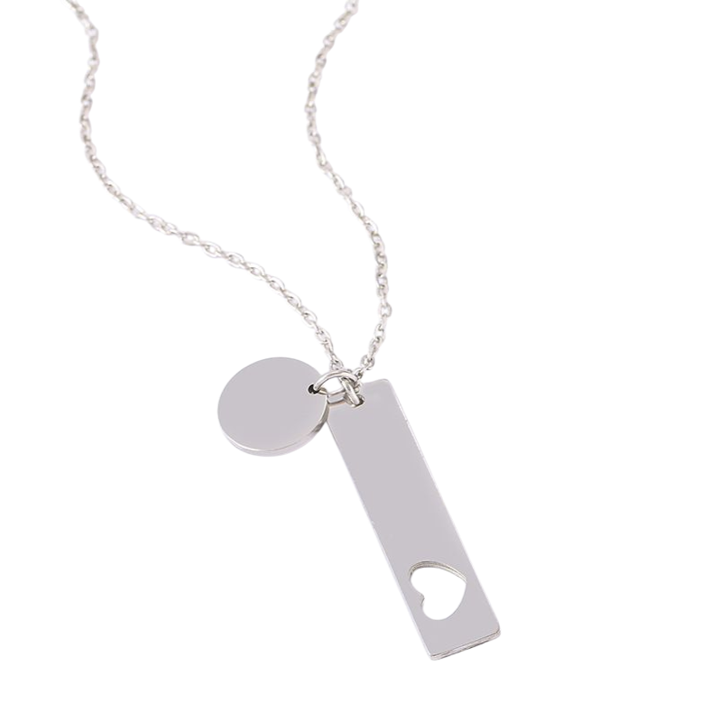 Collar de Barra con Corazón y Medalla ♥️