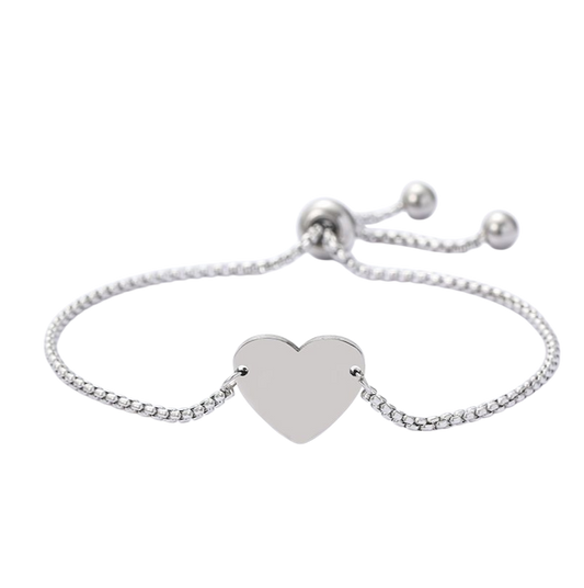 Pulsera Corazón Personalizable en Acero Inoxidable Grabado Láser♥️