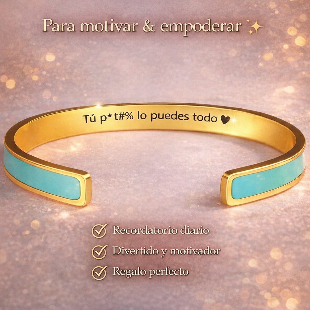 Pulsera Elegante de acero inoxidable con Borde Dorado Grabado a Laser♥️