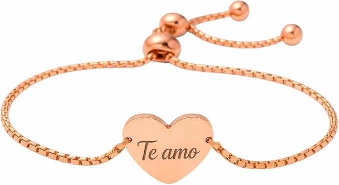 Pulsera Corazón Personalizable en Acero Inoxidable Grabado Láser♥️