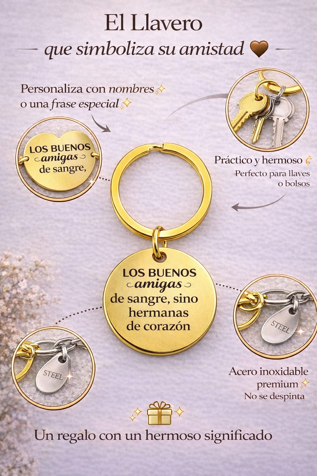 Llavero Personalizado en Acero Inoxidable – Grabado Láser con Foto o Frase♥️