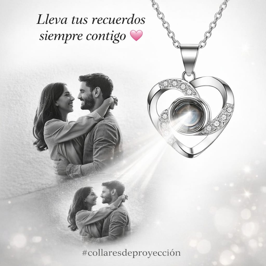 Collar y Dije de Plata Corazón personalizado con Foto♥️