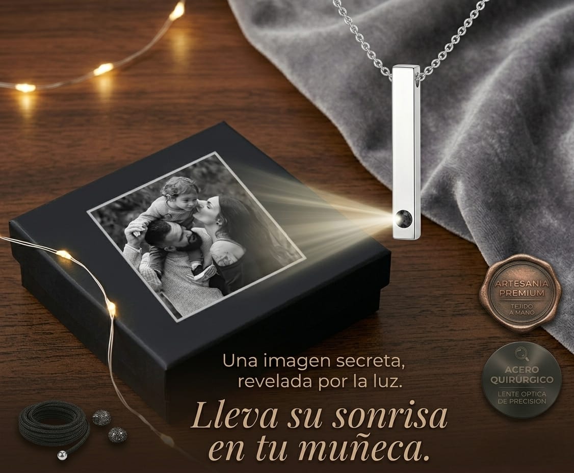 Cadena con Barra Grabable Con Foto personalizada de proyección❤️