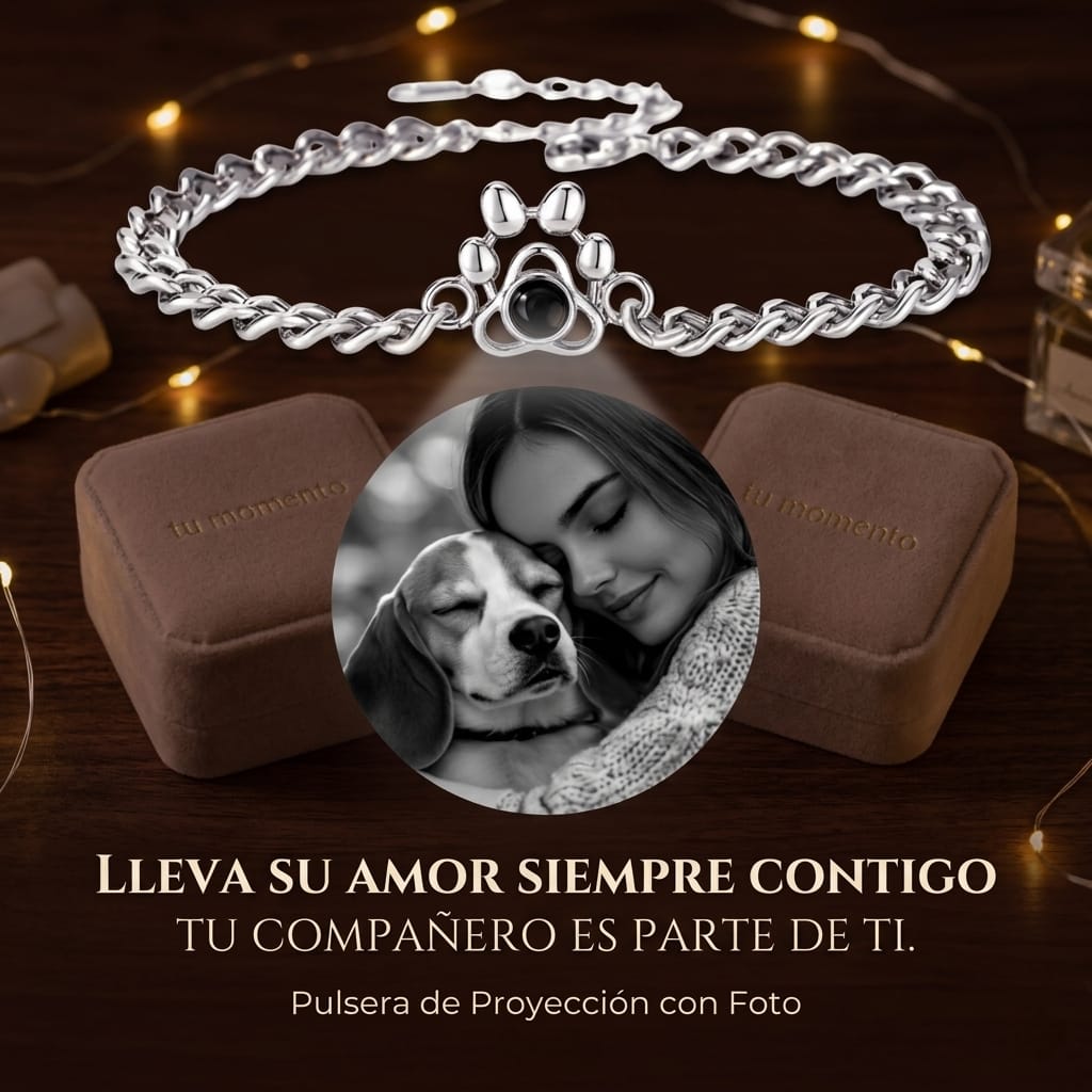 Pulsera De Plata con dije de Perrito con foto Personalizada de proyección❤️🐶