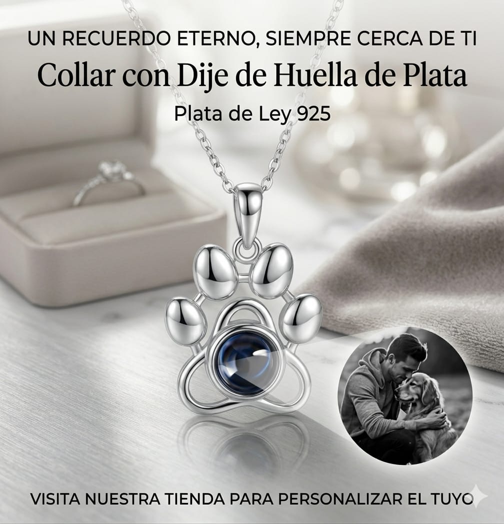 Collar y Dije de Huellita Plata Ley 925 Con Foto