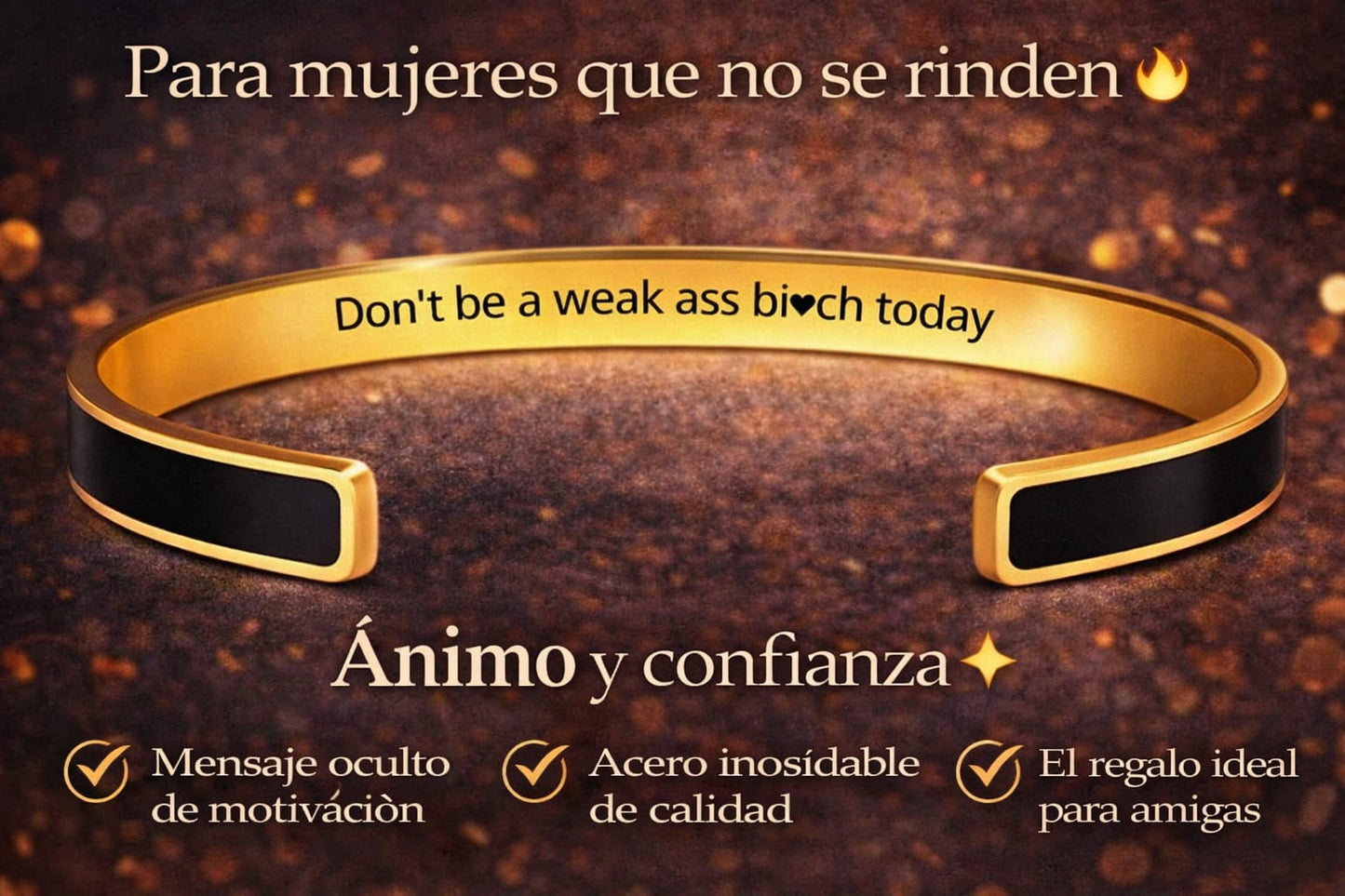 Pulsera Elegante de acero inoxidable con Borde Dorado Grabado a Laser♥️