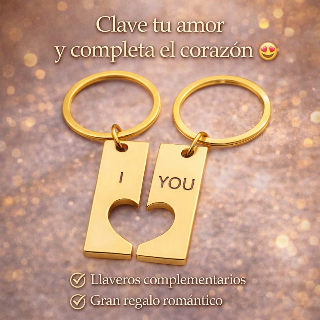 Par Llavero de pareja Corazón en Partes con Grabado a Laser ♥️