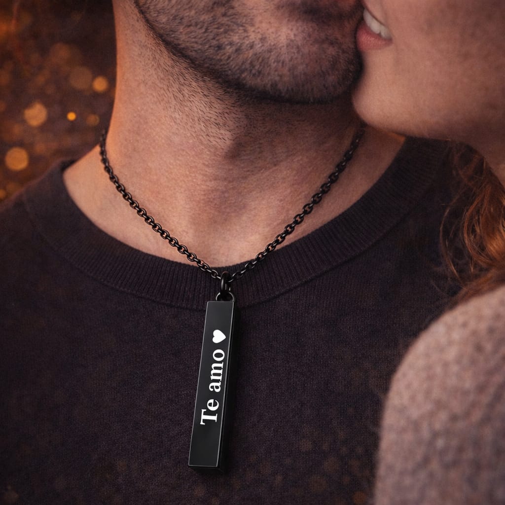 Collar de barra de Acero inoxidable Grabado a Laser ♥️