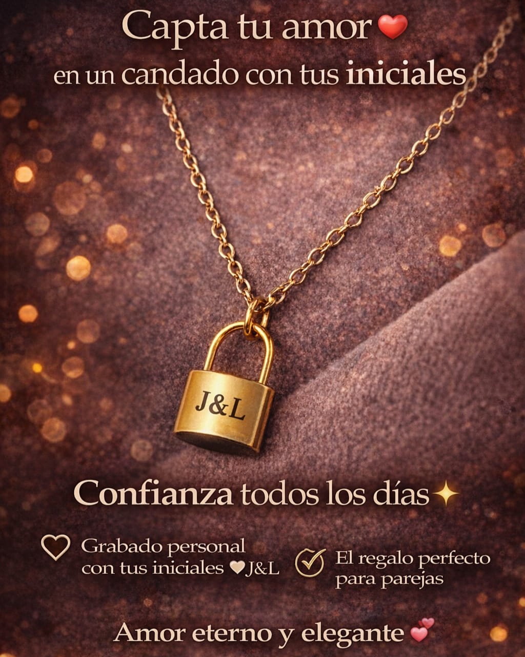 Collar de Candado Personalizado con Iniciales o Palabra♥️