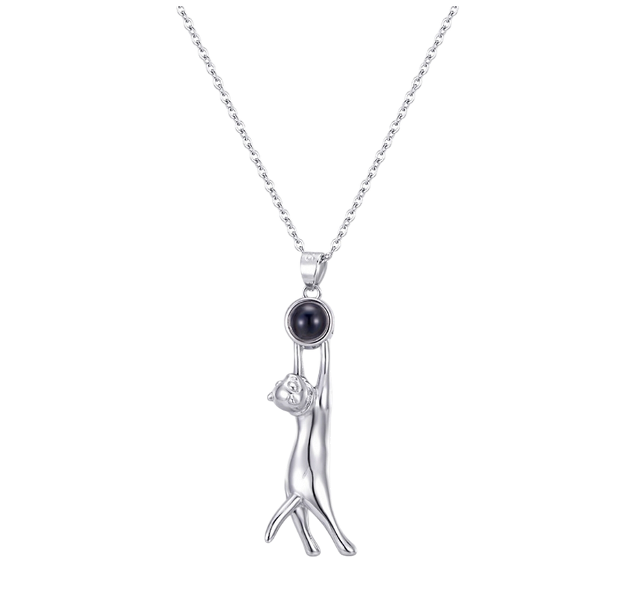 Collar y Dije de Gatito Colgando personalizado con Foto♥️