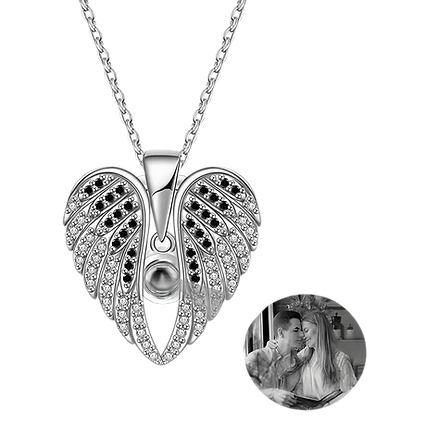 Collar y Dije de Alas Abatibles con Foto Personalizada