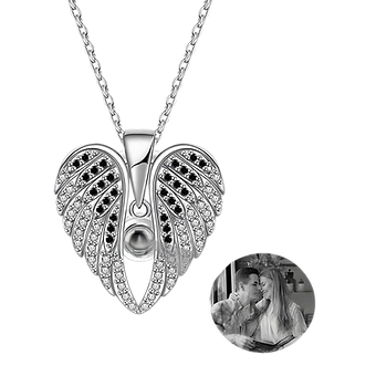 Collar y Dije de Alas Abatibles con Foto Personalizada