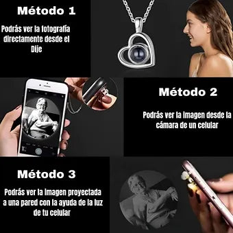 Collar y Dije de Alas Abatibles con Foto Personalizada