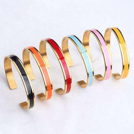 Pulsera Elegante de acero inoxidable con Borde Dorado Grabado a Laser♥️
