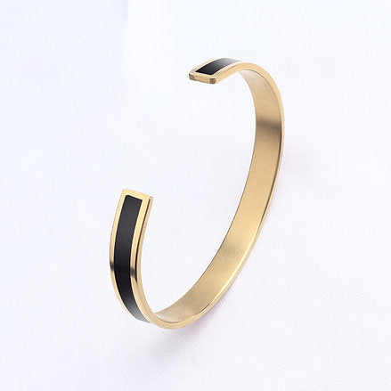 Pulsera Elegante de acero inoxidable con Borde Dorado Grabado a Laser♥️
