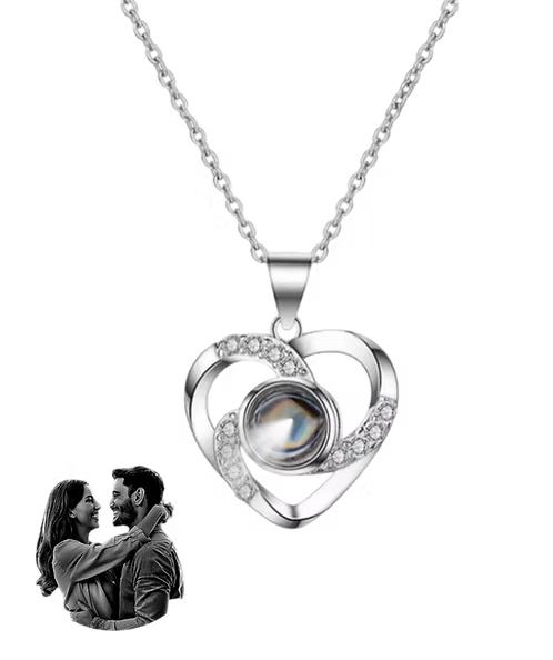 Collar y Dije de Plata Corazón personalizado con Foto♥️