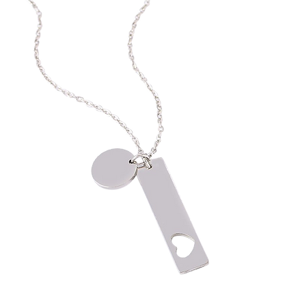 Collar de Barra con Corazón y Medalla ♥️