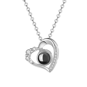 Collar y Dije de Plata de Corazón Colgante♥️