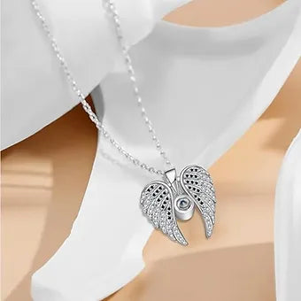 Collar y Dije de Alas Abatibles con Foto Personalizada