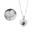Collar y Dije de Plata de Corazón Doble con foto personalizada de proyección 😍