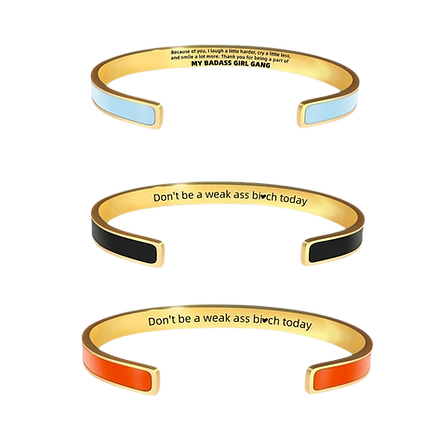 Pulsera Elegante de acero inoxidable con Borde Dorado Grabado a Laser♥️