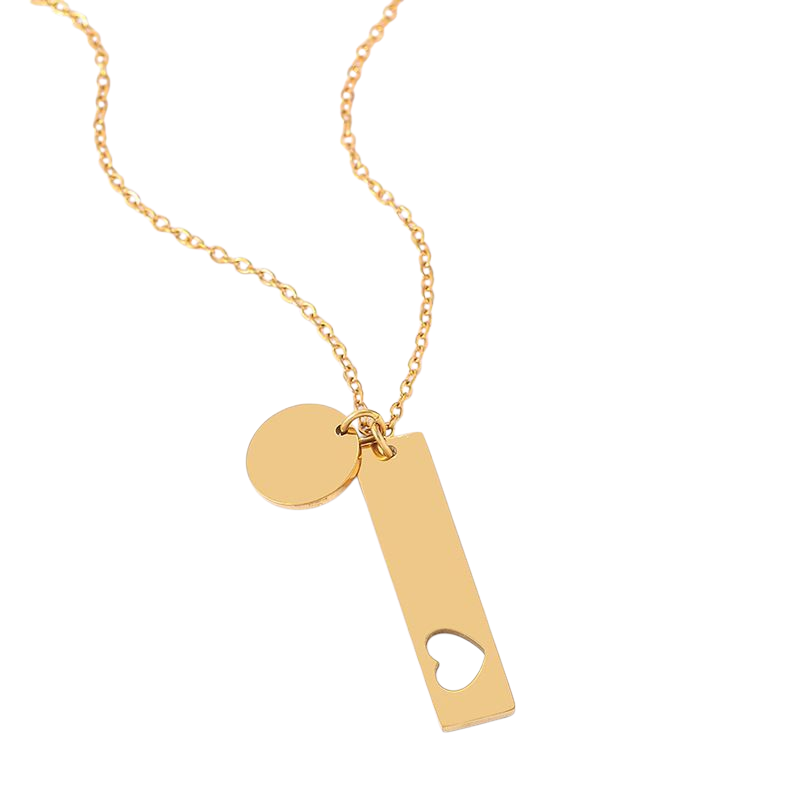 Collar de Barra con Corazón y Medalla ♥️