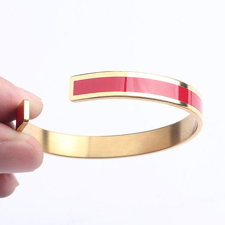 Pulsera Elegante de acero inoxidable con Borde Dorado Grabado a Laser♥️