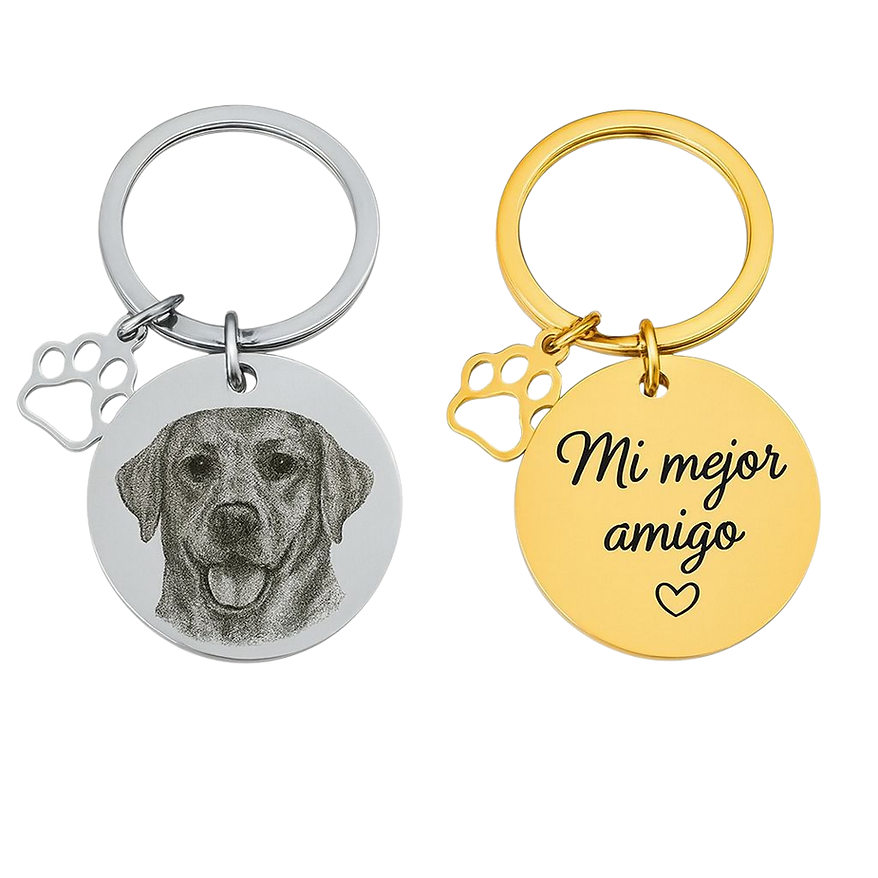 Llavero Huella Conmemorativo en Acero Inoxidable Grabado Láser Personalizado🐕