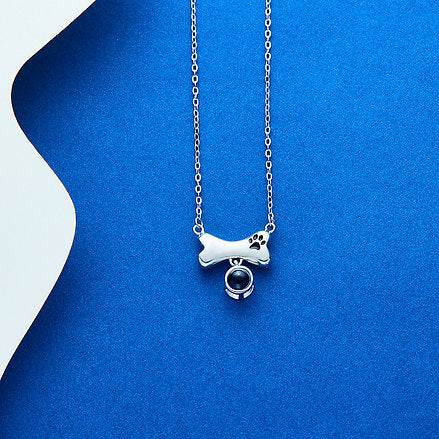 Collar y Dije de Plata con FOTO personalizada de Hueso de Perrito🐶