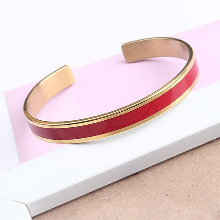 Pulsera Elegante de acero inoxidable con Borde Dorado Grabado a Laser♥️