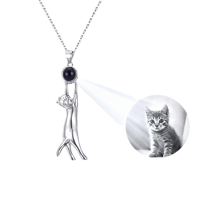 Collar y Dije de Gatito Colgando personalizado con Foto♥️