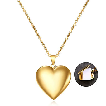 Collar Relicario Corazón con Foto en Blanco y Negro y Fecha Personalizada 💛📸